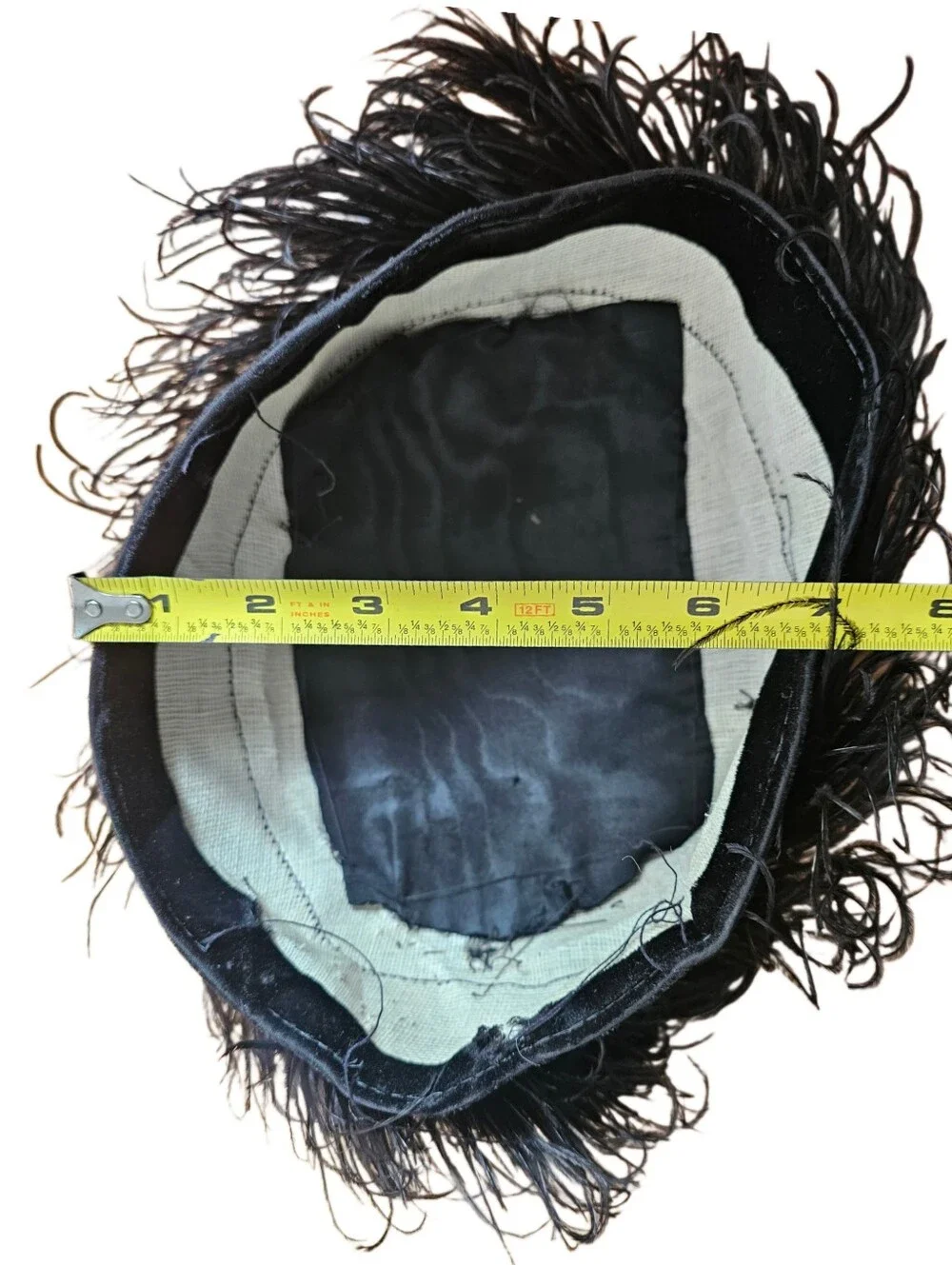 True Vintage Black Velvet Ostrich Feather Womens Hat - Picture 8 of 11